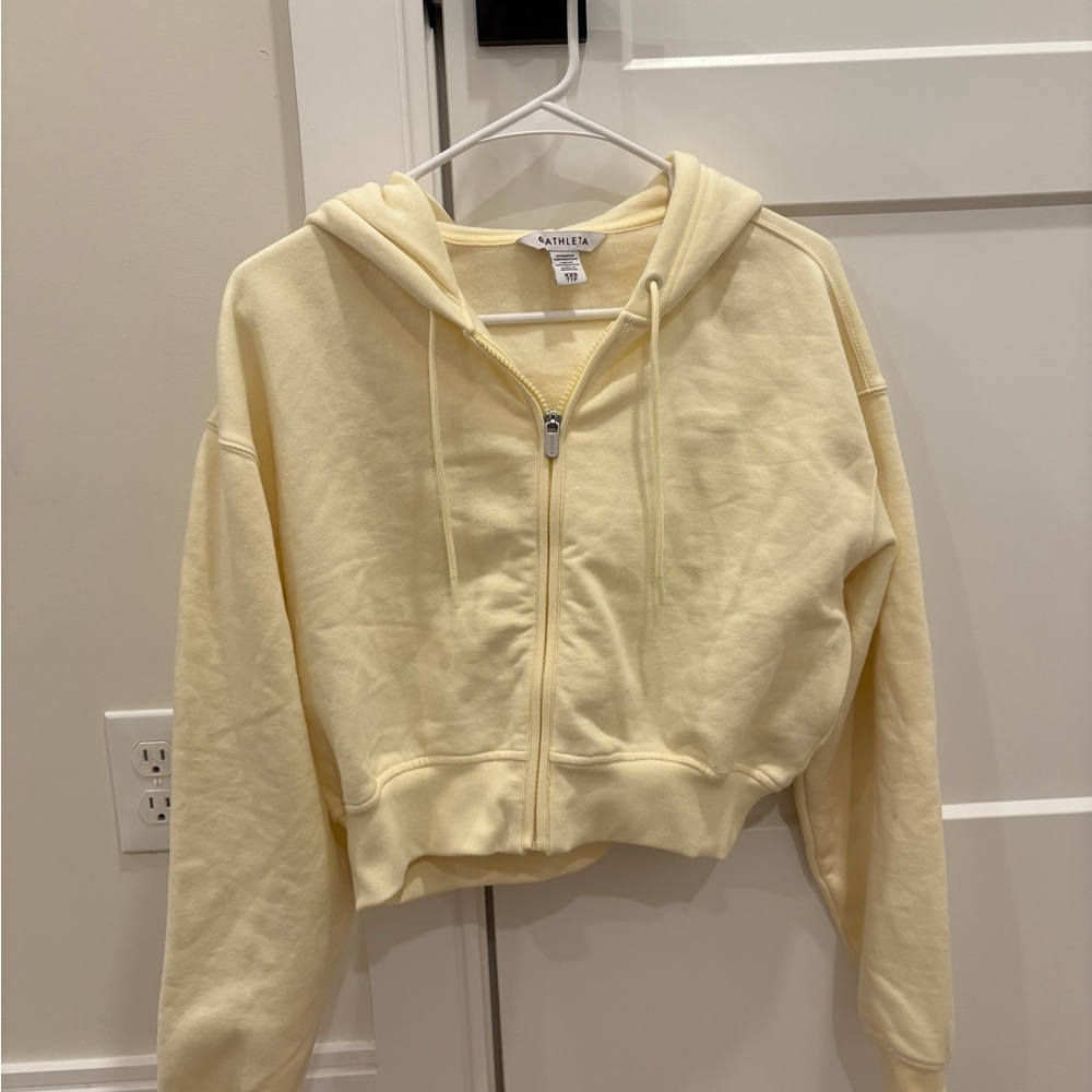 Athleta Yellow Forever Fleece Cropped Full Zip Size XXS - Picture 2 of 10